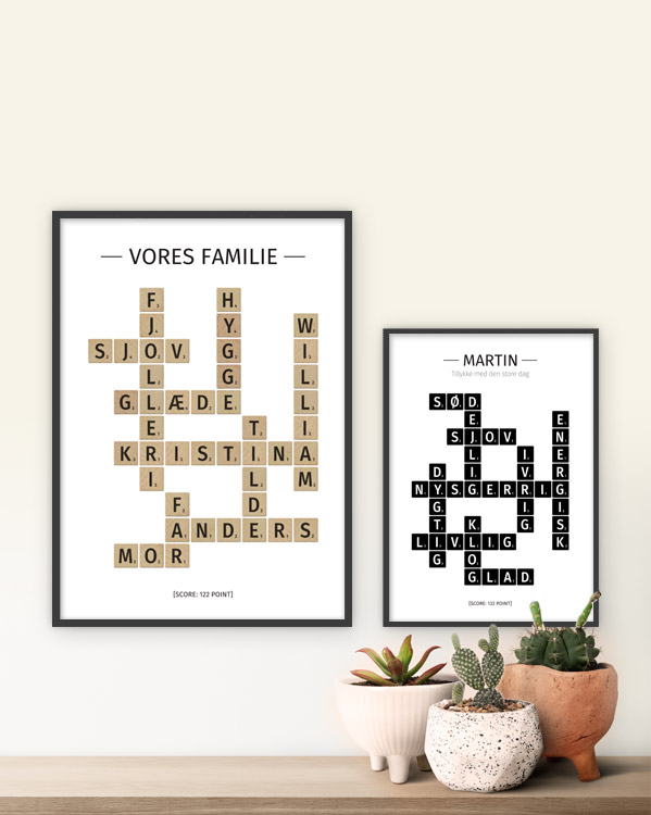 Scrabbleplakater med dine egne ord