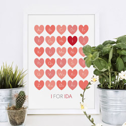 Personlig plakat med alfabet til børneværelset