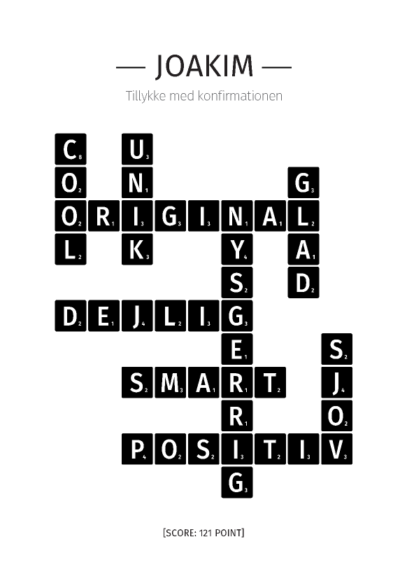 Konfirmationsgave scrabbleplakat