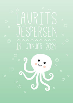 Fødselstavle med blæksprutte - Lysegrøn