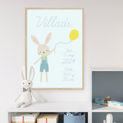 Sød lyseblå fødselstavle til en baby dreng