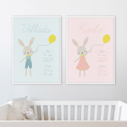 Søde fødselstavler med kanin