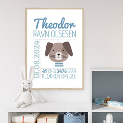 Unika fødselstavle med hund