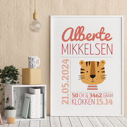 Personlig fødselstavle med tiger