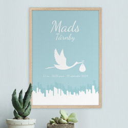 Personlig fødselstavle med barnets informationer