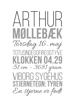 Kreativ fødselstavle i grå