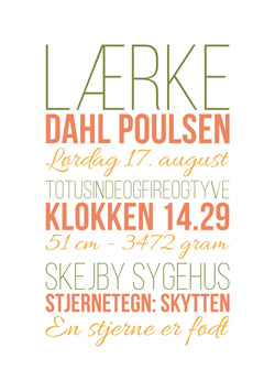 Kreativ fødselstavle i grøn, rød og gul