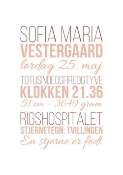 Kreativ fødselstavle til baby pige