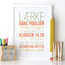 Kreativ fødselstavle i flotte farver