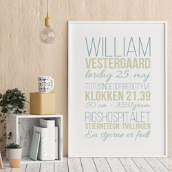 Kreativ flot typografisk fødselstavle i blå farver