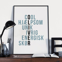 Krydsordsplakat med eget navn