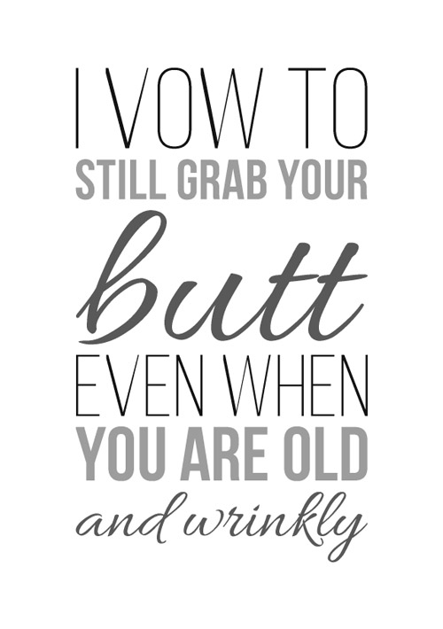 Sjov citatplakat med bryllupsløfte