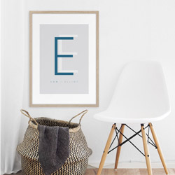 Navneplakat med forbogstav til børneværelset