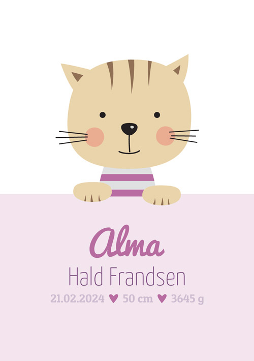 Sødeste kat på navneplakat til børneværelset