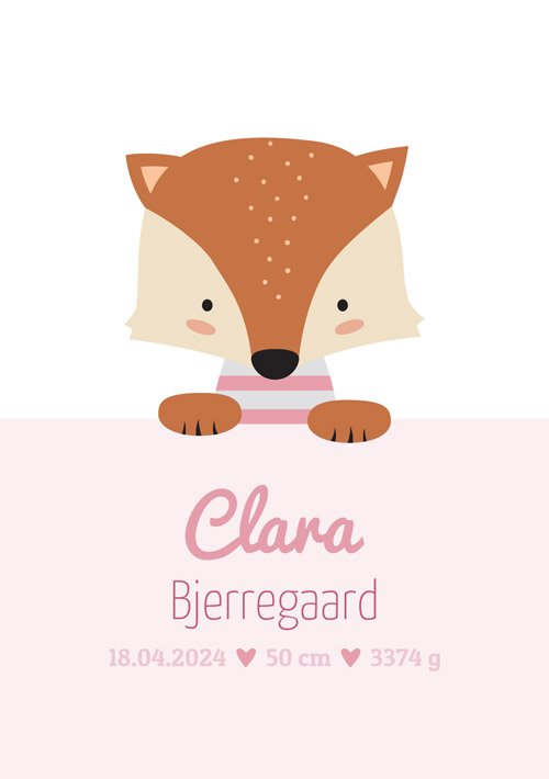 Navneplakat med ræv - personlig plakat til børn