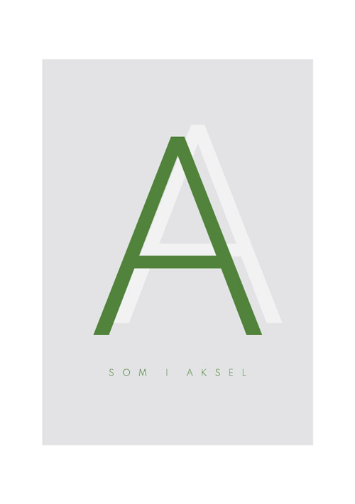 Navneplakat med forbogstav i grøn