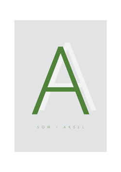 Navneplakat med forbogstav i grøn