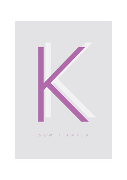 Navneplakat med forbogstav i lilla