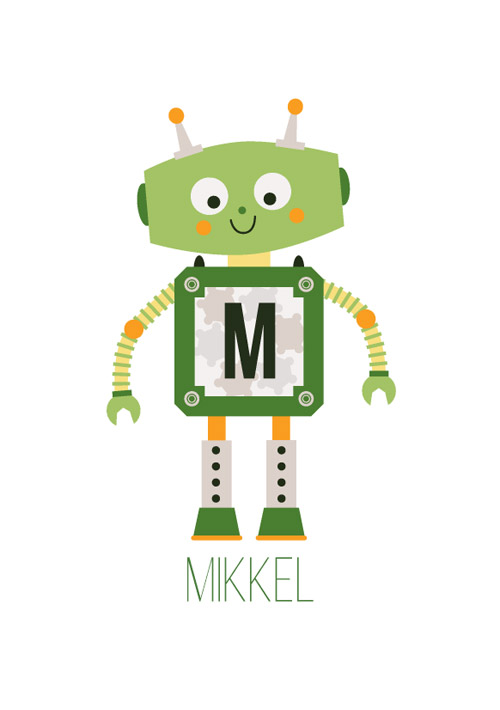 Sød robot-plakat til de seje drenge