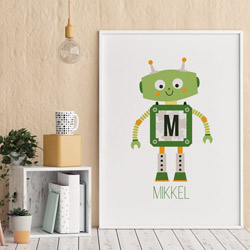 Navneplakat med robot