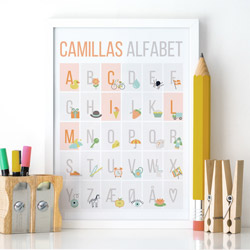 Alfabet-plakat i rød