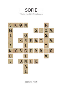 Scrabble plakat som konfirmationsgave