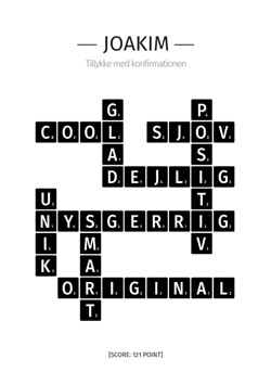 Scrabble plakat til konfirmation