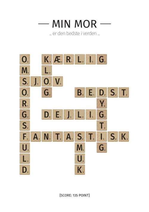 Scrabble plakat til morsdag