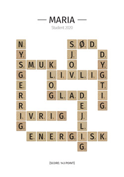 Personlig studentergave eller gave til dimittenden - Sjov scrabble-plakat