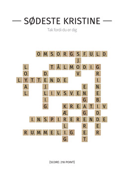 Takkeplakat med scarbblebogstaver