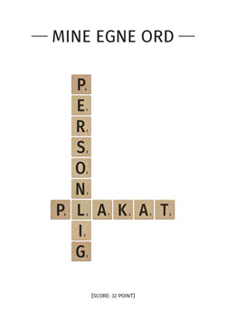 Scrabble-plakat med dine egne personlige ord