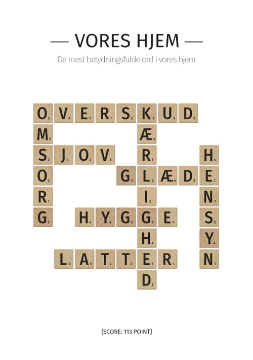 Personlig scrabble plakat - vores hjem