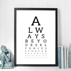 Personlig synstavle i sort/hvid - always be yourself citat