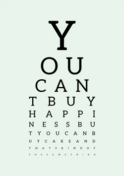 Synstavle med citat - You cant buy happiness