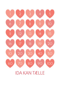 Personlig talplakat med røde hjerter