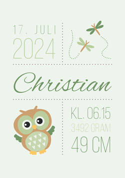 Uglefødselstavle til baby - grøn